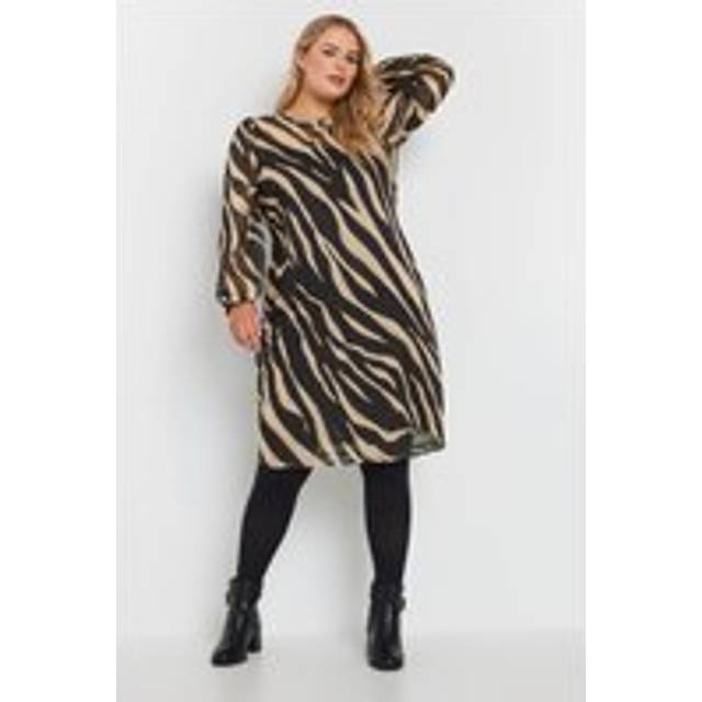 Yours Curve Black Zebra Print Mesh Mini Dress, Women's Curve & Plus Size, Yours - 30-32