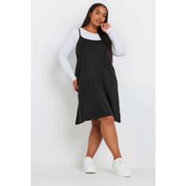 Yours Curve Black & White Pinafore Dress, Women's Curve & Plus Size, Yours - 22-24