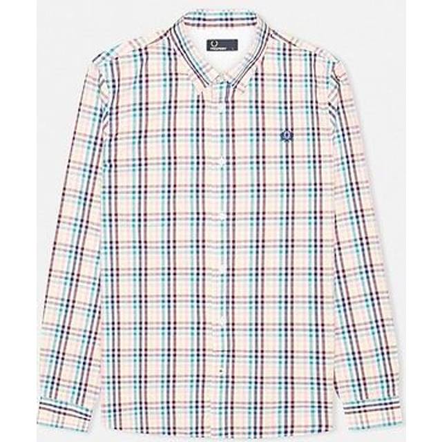 Fred perry men's bold gingham long sleeve casual/formal dress shirt - m7247-100