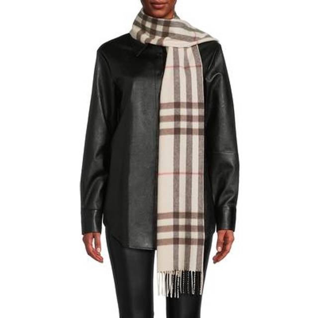 Burberry 'Check' Cashmere Scarf - White - U