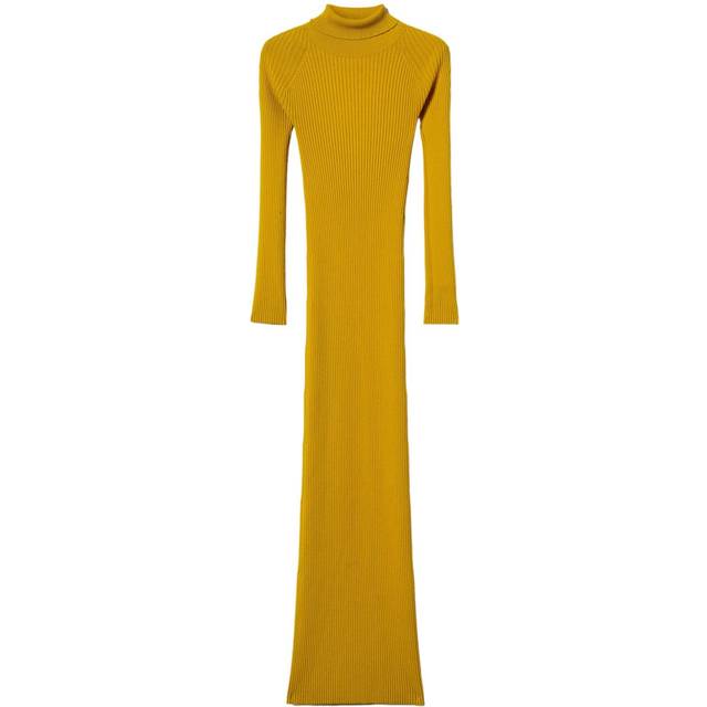TWINSET - cut-out knitted maxi dress - women - Viscose/Polyester - L - Yellow