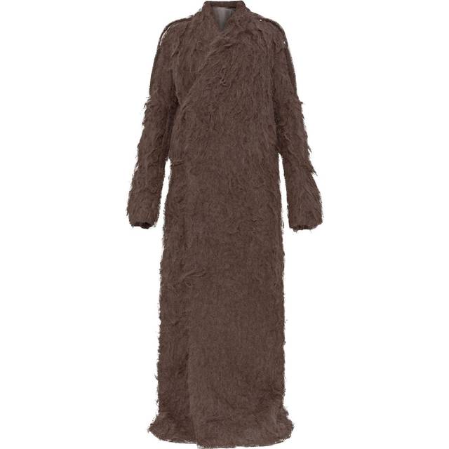 Rick Owens - brushed-finish coat - women - Alpaca/Cotton/Silk/Cupro - 40 - Brown
