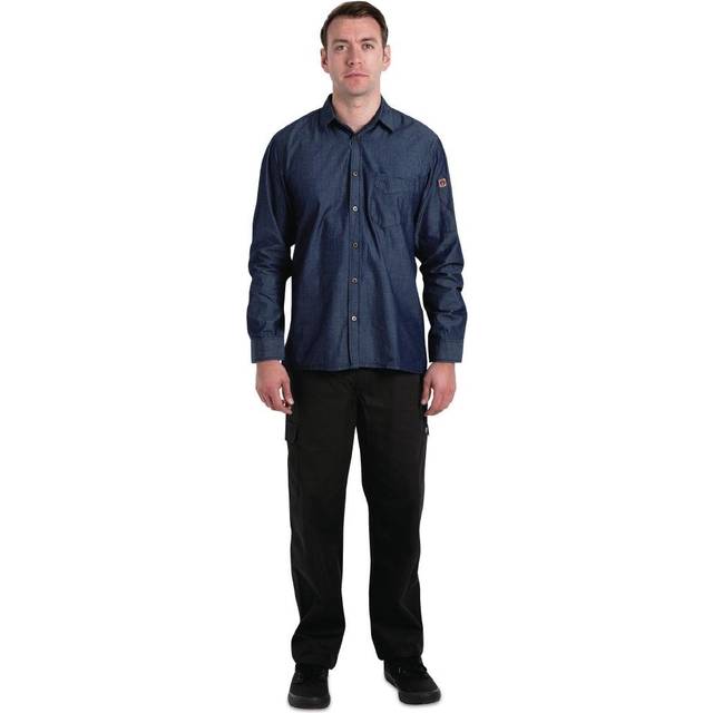 Chef Works Urban Detroit Long Sleeve Denim Shirt Blue XL