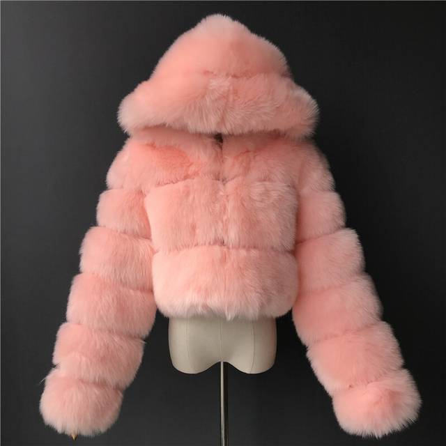 (Pink, UK 10) Women Faux Shaggy Jacket Winter Coat Warm Outwear