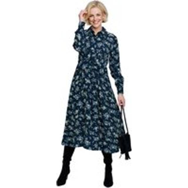 Twist Front Shirt Collar Georgette Dress Lightweight Floral Print - Mid Blue - 14