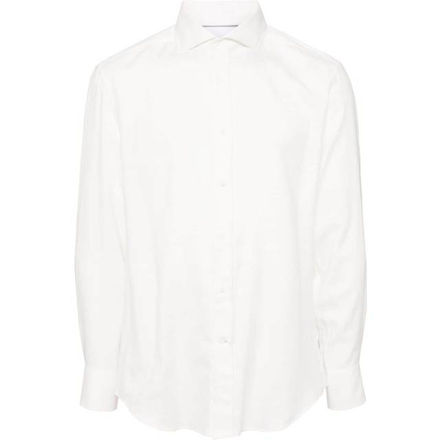 Brunello Cucinelli - slim-fit flannel shirt - men - Lyocell/Cotton - XL - White