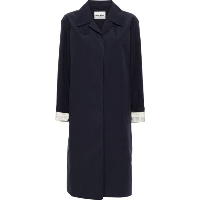 Miu Miu - cotton single-breasted coat - women - Cotton/Viscose - 38 - Blue