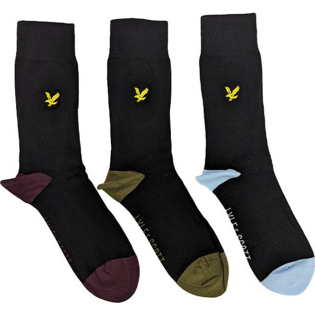 Lyle and scott kenndey mens socks 3 pack black cotton work sport boot socks 7-11