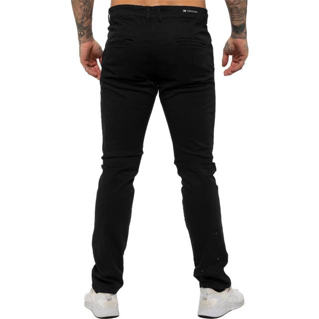 (38W/30L, Black) Enzo Mens Skinny Stretch Chinos