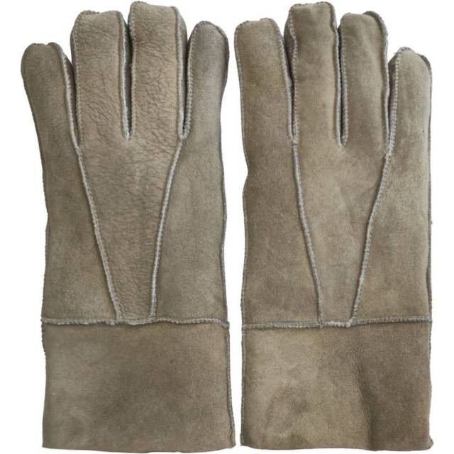Infinity Leather Unisex Stone Sheepskin Suede Gloves with Roll Up/Down Cuff - Size X-Large