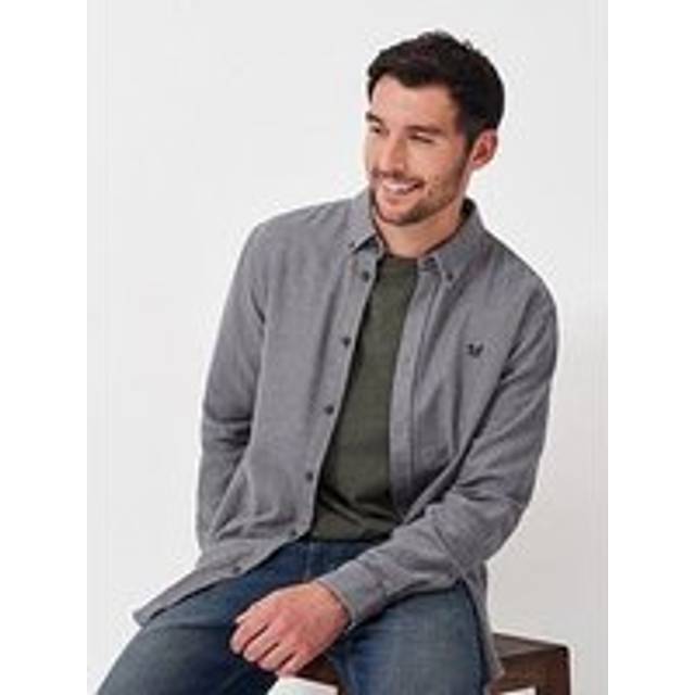 Crew Clothing Long Sleeve Herringbone Flannel Shirt - Dark Blue, Black, Size 2Xl, Men - 2XL