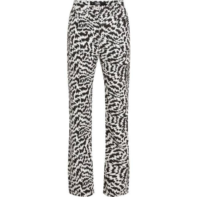Karl Lagerfeld - zebra-print straight-leg jeans - women - Cotton - 30 - Black