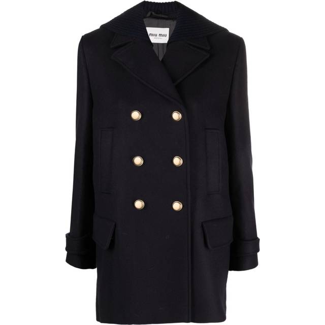 Miu Miu - virgin wool double-breasted coat - women - Virgin Wool/Viscose - 38 - Blue