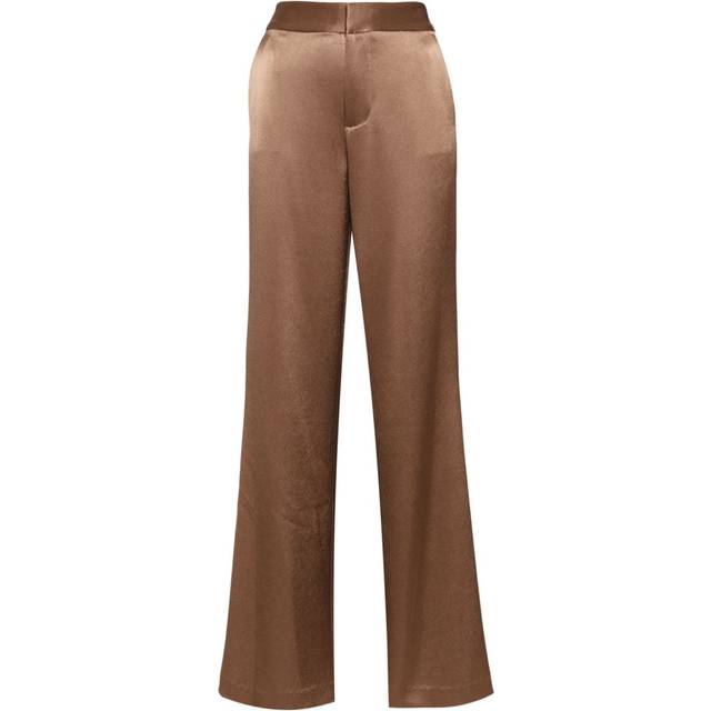 alice + olivia - Calvin satin-finish trousers - women - Recycled Polyester/Polyester/Triacetate - 4 - Brown