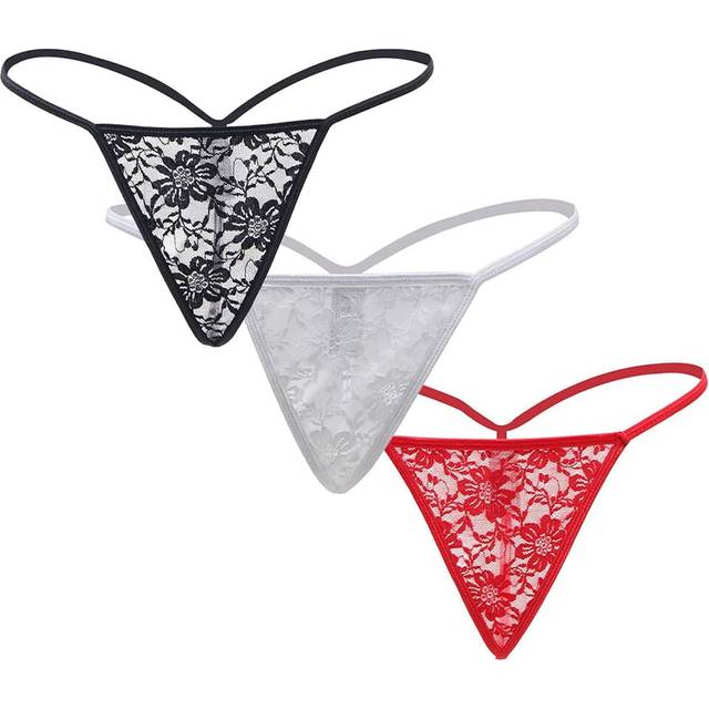 (2XL) Women's Lace G-strings Thongs Tangas Plus Size Floral Underwear Briefs