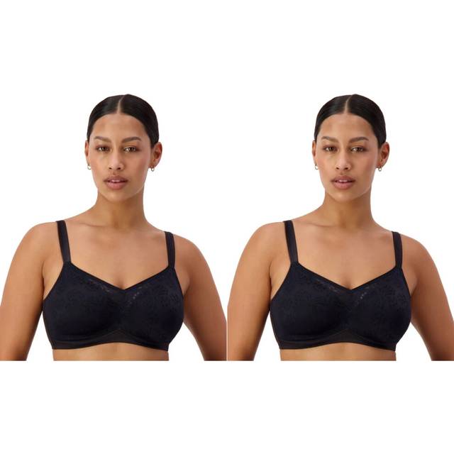(10DD) 2x Triumph Lacy Wire Free Minimiser N Women Full Coverage Lingerie Bra Black Bulk