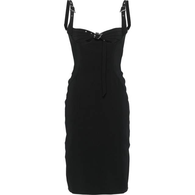 Mugler - bucked bustier midi dress - women - Elastane/Viscose/Viscose/Polyamide/Polyester - 40 - Black