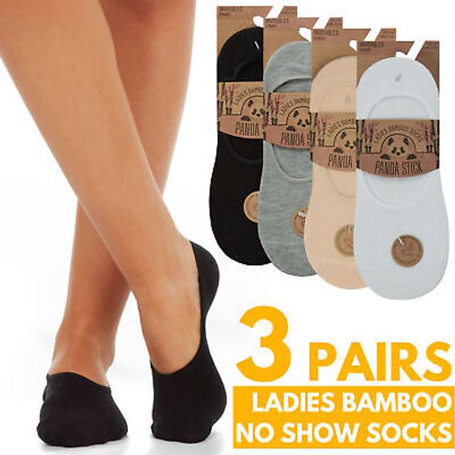 Ladies bamboo plain no show invisible low cut socks hypoallergenic bundle uk 4-8