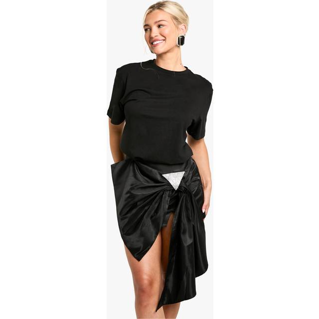 Womens Diamante Trim Taffeta Bow Skirt - Black - 10, Black