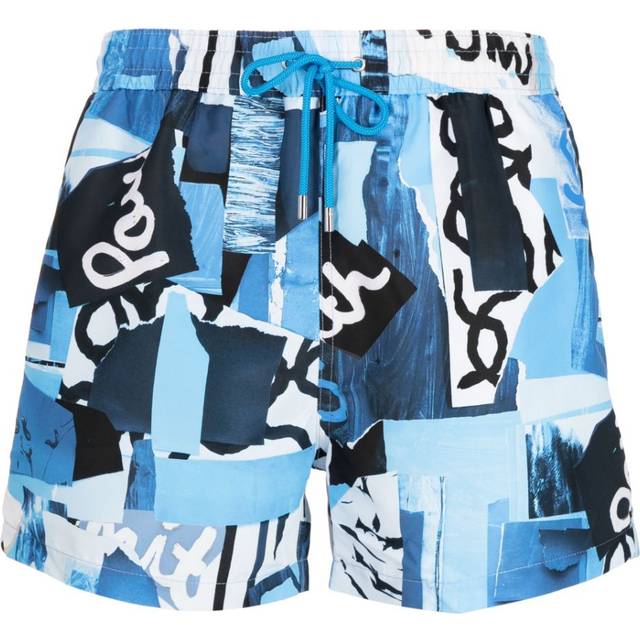 Paul Smith - logo-print swim shorts - men - Polyester/NewLife™ Recycled Polyester - S - Blue