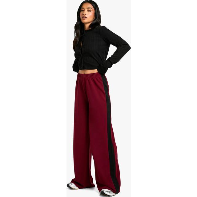 Womens Petite Contrast Stripe Wide Leg Trouser - Red - 8, Red