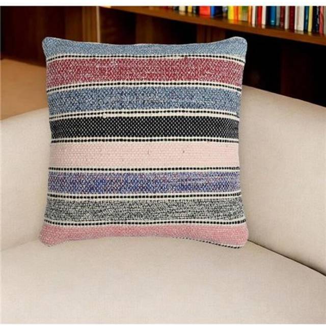 HomeRoots 534757 18 in. Beige & Black Striped Cotton Throw Pillow Cover