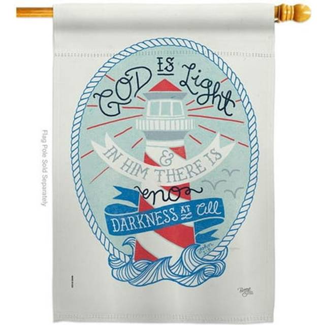 Breeze Decor  God is Light House Flag Religious Bible Verses 28 x 40 in. Double-Sided Decorative Vertical Flags for Decoration Banner Garden Yard Gift