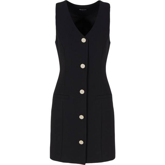 Armani Exchange - button-up sleeveless dress - women - Polyester - 4 - Black