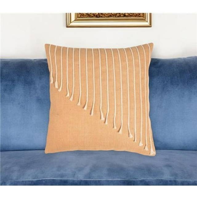 HomeRoots 534780 18 in. Beige & White Striped Cotton Throw Pillow Cover
