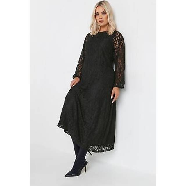 Yours Curve Black Lace Maxi Dress, Women's Curve & Plus Size, Yours - 38-40