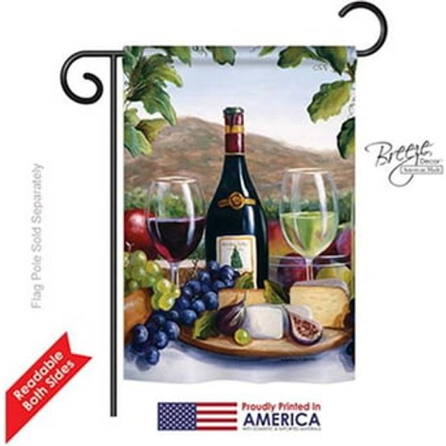 Breeze Decor 67025 Red & White Wine 2-Sided Impression Garden Flag - 13 x 18.5 in.