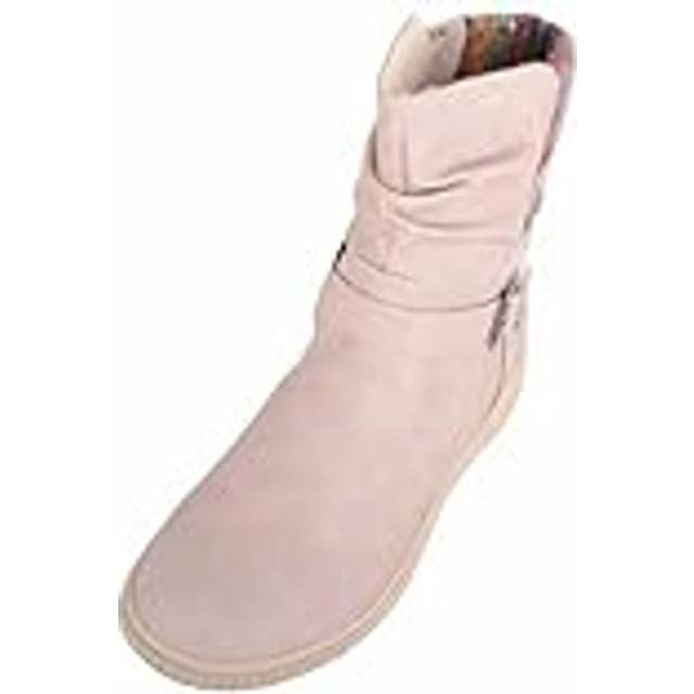 Outdoor Winter Ankle Boot, Decorative Knitted Collar & Zip Fastening - Beige - 4