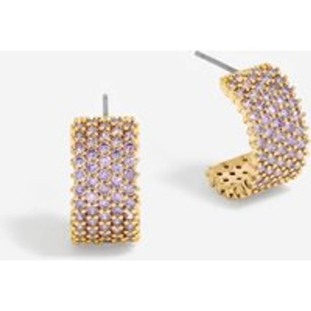 Jon Richard Jon Richard Amethyst Pave Hoop Earrings