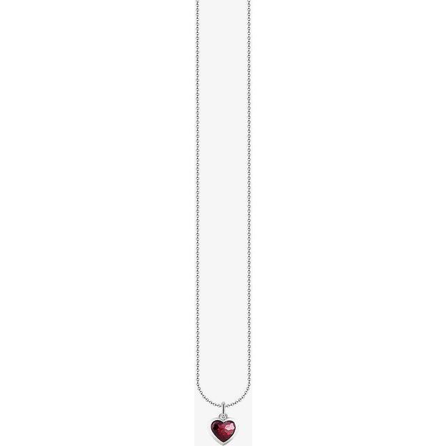 Thomas Sabo | Halsband med mörkrött hjärtformat hänge, silver | Silver | 38-45 cm