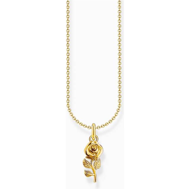 Thomas Sabo | Halsband med ros-hänge, guldpläterat | Guld | 38-45 cm
