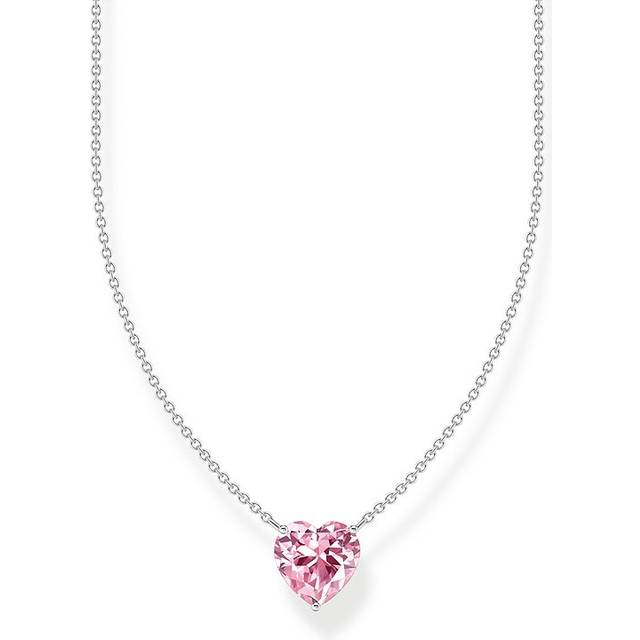 Thomas Sabo KE2211-051-9-L45V Silberne Kette mit pinkfarbenem Herz Anhänger Damen