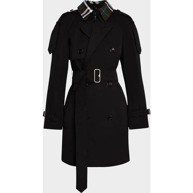 Burberry Women's Cotton Gabardine Weave Detachable Collar Check Pattern in Black | Size 10 | 8096563A1189 (10)