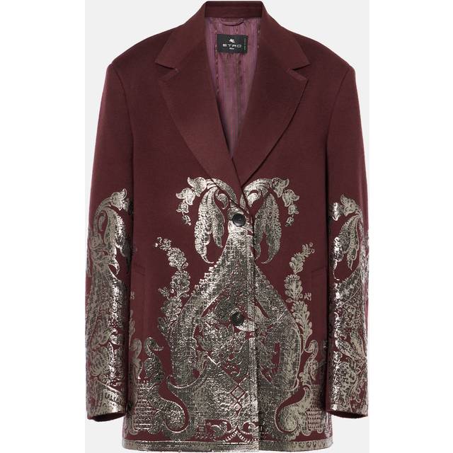 Etro, Manteau À Imprimé Lamé, Femme, Bordeaux, Taille 44