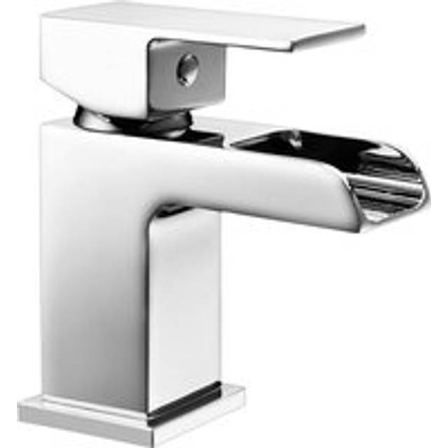 Square Single Lever Mono Basin Mixer Tap with Push Button Waste - Chrome