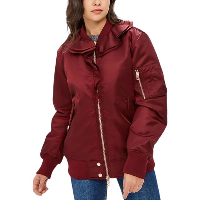 Women's DIESEL G-ALMUNDA GIACCA Womens Bomber Jacket Quilted Casual Winter Outwear Coat - Red