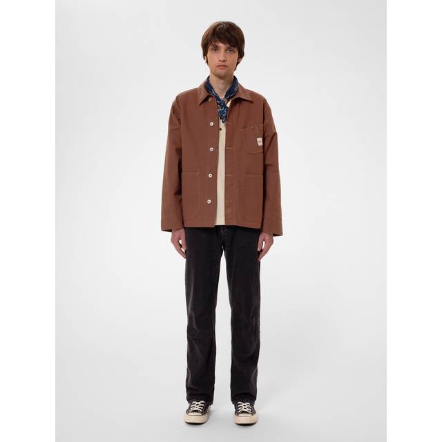 Nudie Jeans Howie Waxed Chore Jacket Men&#39;s Organic Jackets X Small Sustainable Clothing - Brown (X Small)