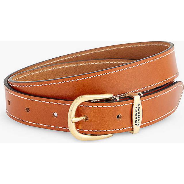 Isabel Marant Womens Tural/gold Zadd Buckle-embellished Leather Belt 34 - NATURAL/GOLD