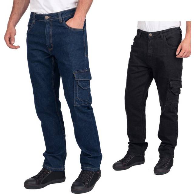 (Light Blue, 40W/Regular) Lee Cooper Workwear Mens Stretch Denim Jean Multi Pocket Work Straight Leg Jeans