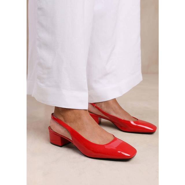Where's That From Michigan Red Patent Square Toe Slingback Heels - uk5