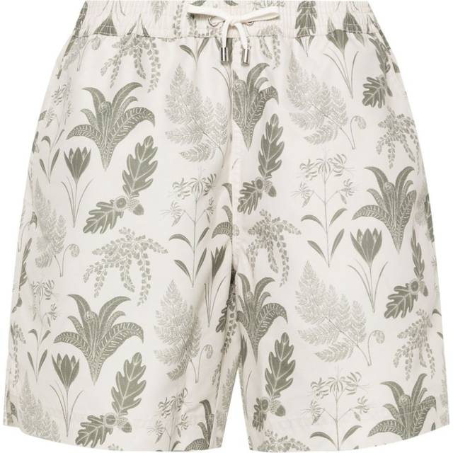 Sunspel - leaf-print swim shorts - men - Recycled Polyester/Polyester - S - Neutrals