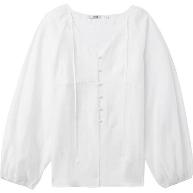 b+ab - V-neck button-up blouse - women - Lyocell/Polyester - XS - White