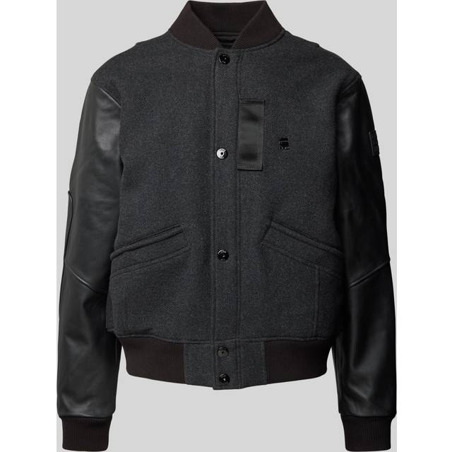 G-Star för män. D25375-D445-992 Varsity ulljacka svart (XXL), Casual, Hållbar - Svart, Läder (XXL)