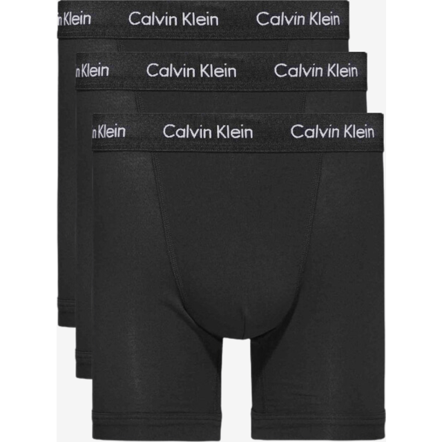3 Pack Black / Black Cotton Stretch Longer Leg Boxer Brief Shorts Men's Extra Large - Calvin Klein