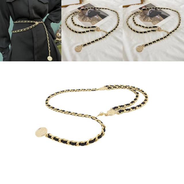 Fashionable Timeless Waist Chain Belt For Women In Chic Black And Gold Complements Any Attire