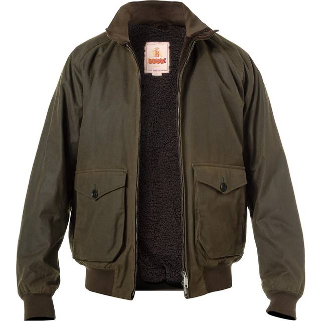 BARACUTA G9 WAXED POCKET MILITARY GREEN BOMBER JACKET